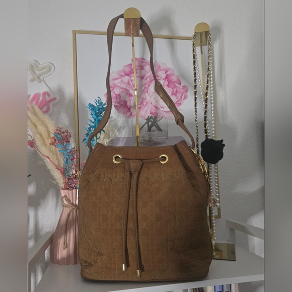Dior Handbags - Dior Brown Shoulder Bag with Gold Accents